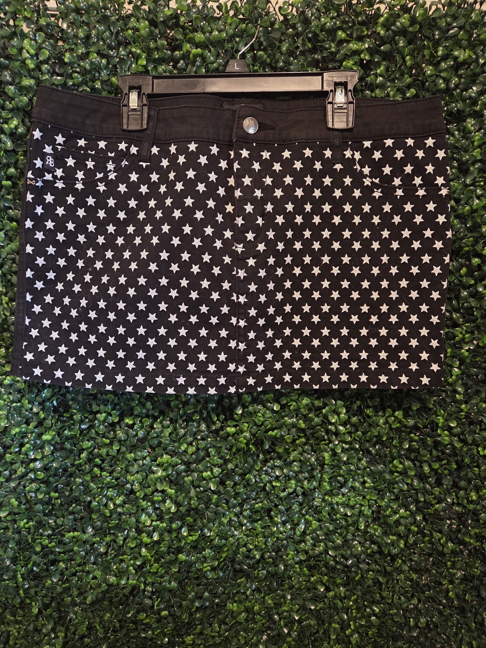 Royal Bones Black Mini Skirt with White Star Print